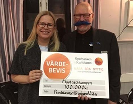 målsättning med Mustaschkampen. Föreningen Viktor delade ut 100 000 kr till Mustaschkampen.