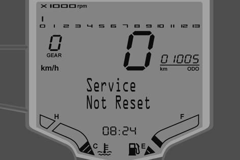 7 KOMBINATIONSINSTRUMENT 38 Service Not Reset visas på infodisplayen i 10 sekunder när tändningen slås på och