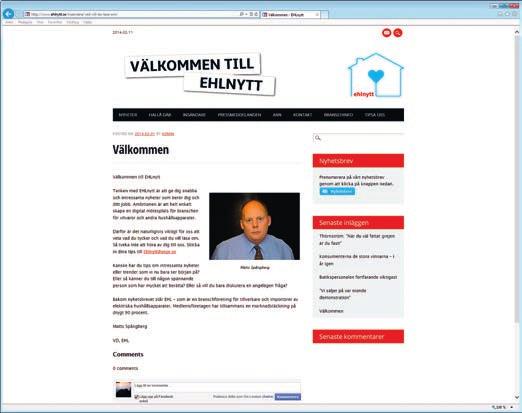 VITT EHL:s nya hemsida EHL (Elektriska Hushållsapparat Leverantörer) har startat ett elektroniskt nyhetsbrev till alla medarbetare i vitvarubranschen, och lanser