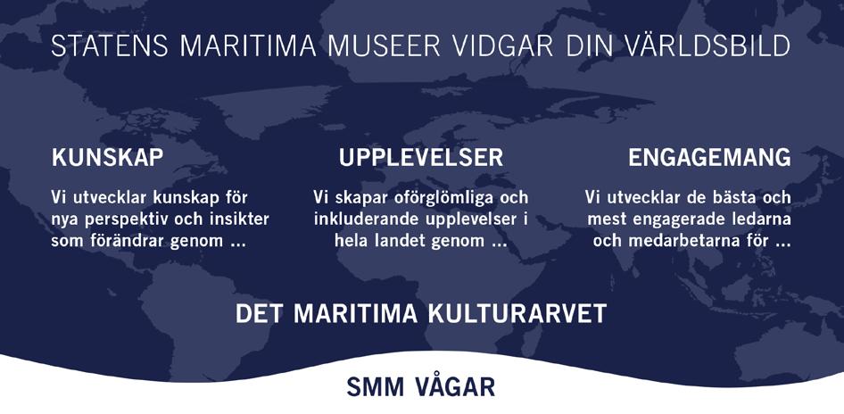Vision och organisation Statens maritima museer (SMM) är en statlig myndighet som bevarar, utvecklar och ökar kunskapen om det maritima kulturarvet.