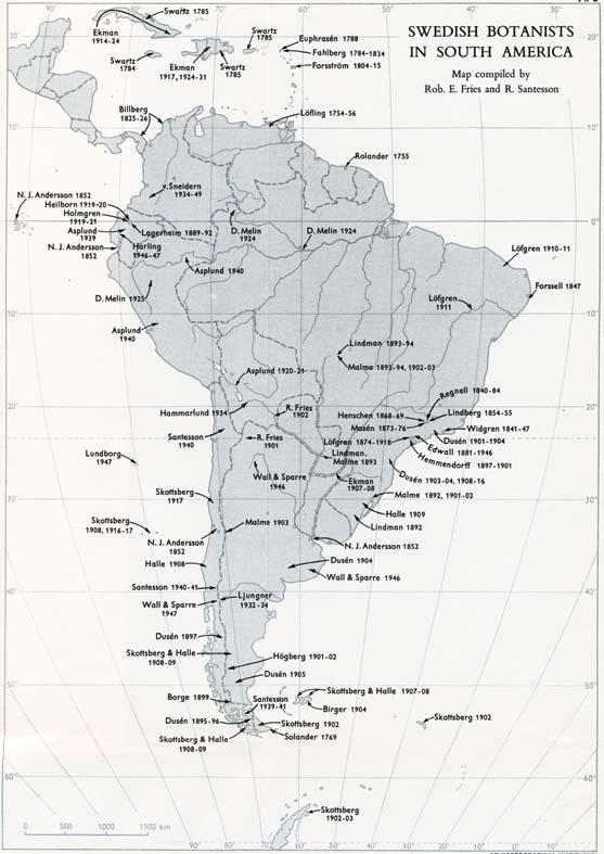 JONSELL Figur 12. Svenska botanister i Sydamerika fram till 1950.