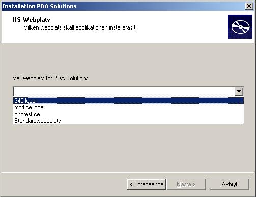 Installationsprogrammet för webbserver av PDA finns i \PBS\wts\service\mwesetup.exe sedan installation av modulen har utförts i Pyramid.