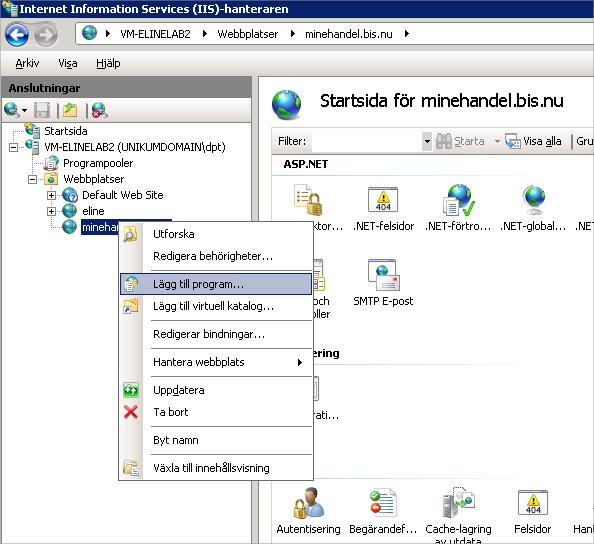 Vid första uppskicket kommer följande katalogstruktur att skapas: E:\www\webbplats\eline E:\www\webbplats\elinews När webbplatsen har skapats i IIS och