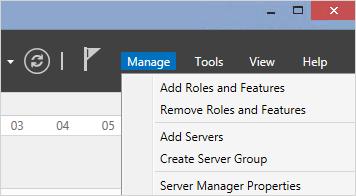 Installera komponenter på Windows Server 2012 och Windows Server 2012R2 Här beskrivs hur respektive komponent läggs till i Windows Server 2012, Windows 2012R2. Välj Server Manager på aktivitetsfältet.