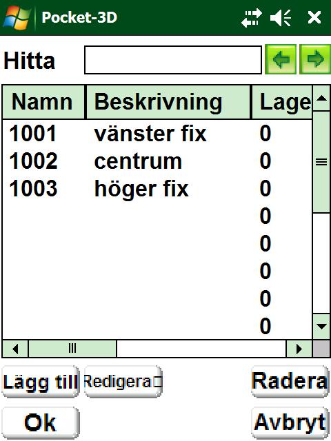 Data och därunder Punkter och sedan Lista Tryck på