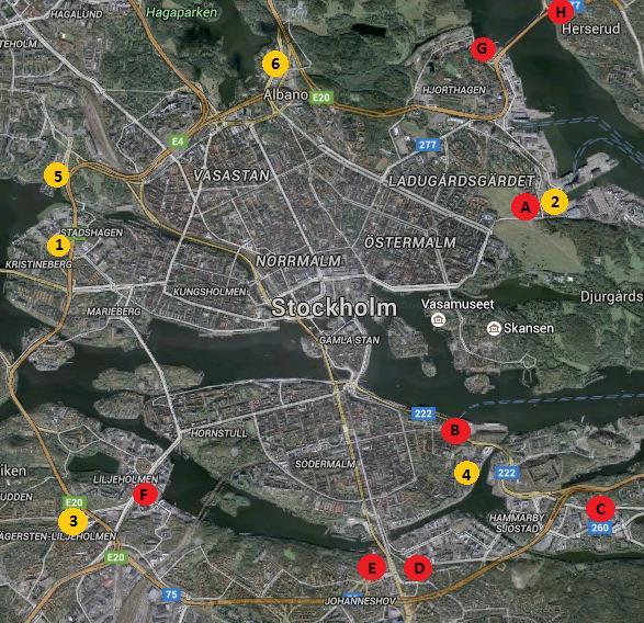 Sid 9 (9) Rangerings- och omlastningsplatser Från Trafikkontorets utredning av uppställningsplatser (Goodall et al, 2015) 1. Hornsbergs bussdepå 2. Frihamnen (reserverad plats för lastbil idag) 3.