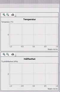 Import av data Vänstra delen av fönstret innehåller listor för temperaturer samt hållfastheter För temperaturer går det att definiera upp till 2 extra tidpunkter för beskrivning av