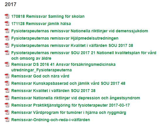 liv för äldre (presenteras 2018) Remissvar och