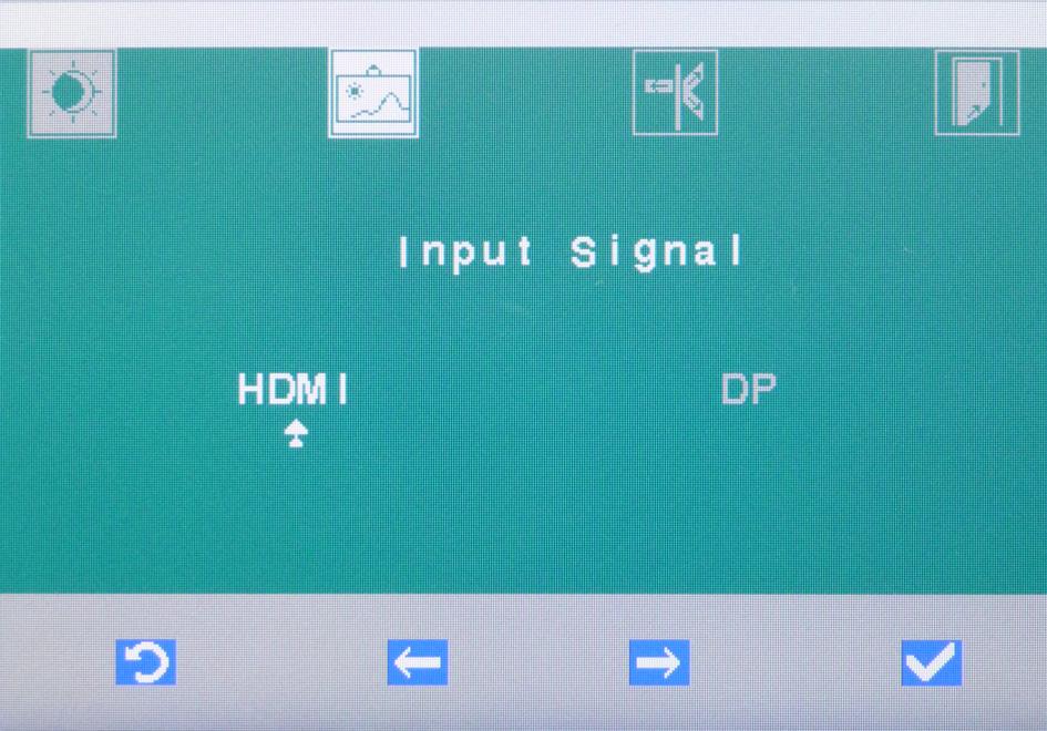 Bekräfta med [OKmarkering]. 2. Välj alternativet HDMI eller DP (displayport).