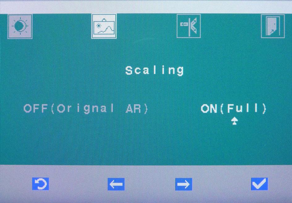 Välj alternativet OFF(Original Aspect Ratio) (AV originalproportioner), om bredd-höjd-förhållandet på den emottagna bilden ska bibehållas.