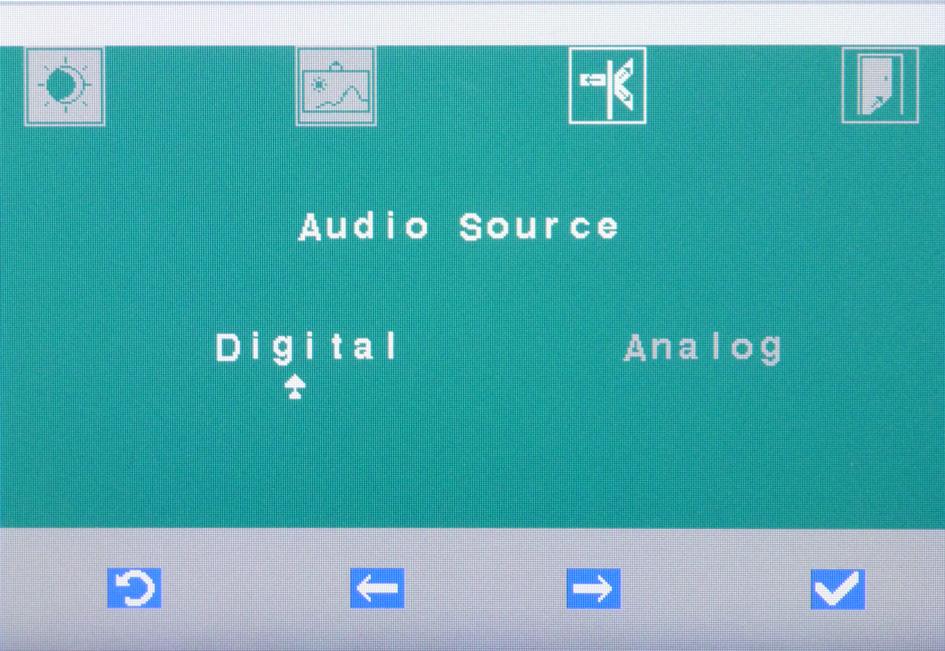Välj alternativet Digital (digital) för den digitala ljudöverföringen via HDMI eller displayport.