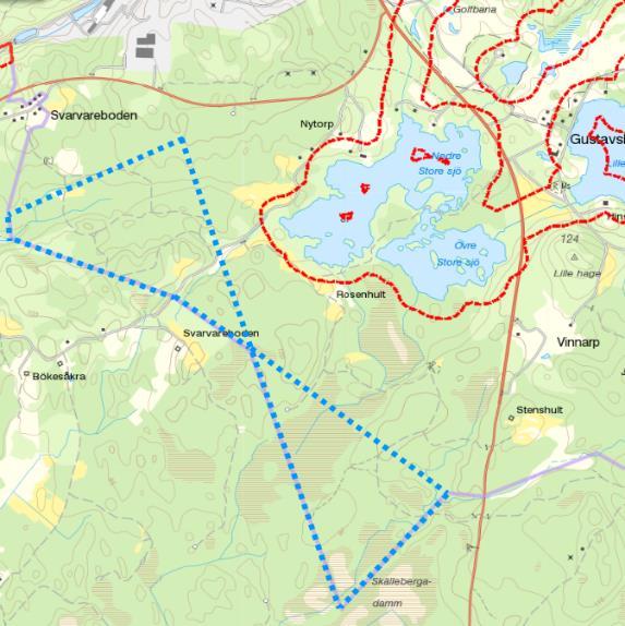 Utredningsmråde för alternativ energiprduktin markerat med blå streckad linje. Figur 18.