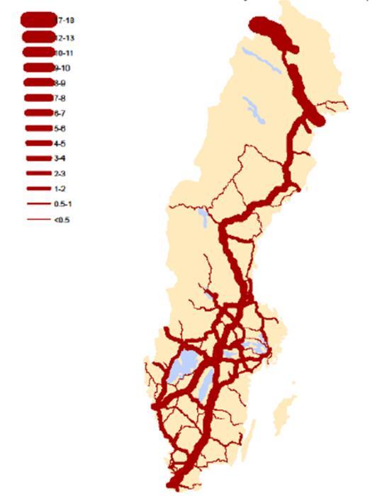 Vid en närmare betraktelse och mot bakgrund av utvecklingen närmar sig Värmlandsbanans godstransportvolym motsvarande volymen via Öresundsförbindelsen.