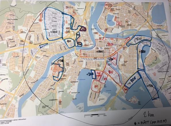 Figur 40. Områden för bostadsbyggande i relation till stationslägen i Karlstad. Källa: Karlstads kommun 7.3.1 Effekter av Oslo-Stockholm 2.