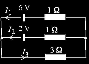 Strömmen kan gå flera vägar, antingen genom 50 - motståndet eller genom de parallellkopplade vägarna med 5 och 0 och sedan genom -motståndet.