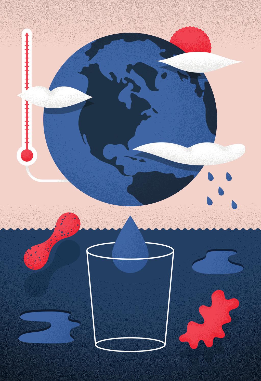 Vad händer om vattnet tar slut? Vad menas med Klimatförändring Förändringar i jordens medeltemperatur och vädertrender över lång tid, i synnerhet den temperaturstegring som kallas global uppvärmning.