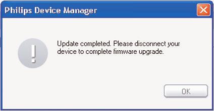 Installera Philips Device Manager från den medlevererade CD:n eller ladda ner den senaste upplagan från www.philips.com/suppor. 5.1 Manuell kontroll av firmware 1 Anslut spelaren till din dator.