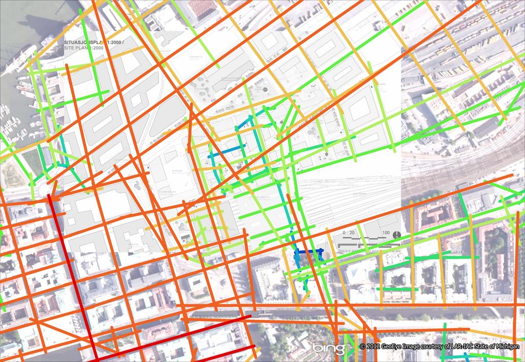 Taxistationen är via Bergslagsgatan och Bangårdsviadukten välintegrerad i stadsväven och samtidigt överblickbar från de två Västlänksuppgångarna.