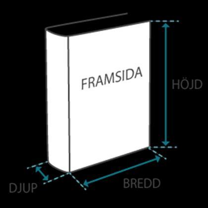 T4017 Artikelns bredd, värde; T4019 Artikelns höjd, värde; T4018 Artikelns djup, värde Bokens mått definieras utifrån bokens framsida. Figur 9 Bokens mått definieras utifrån bokens framsida.