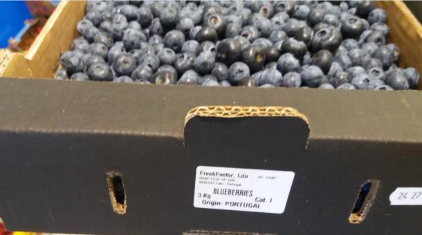 relevanta handelsdokumenten. Amerikanska blåbär, 3 kg Portugal Förpackare: Berry Grower Ltd.