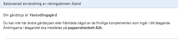 3.5 Ålands stödansökan Efter att du har fyllt i Huvudstödansökan kan du övergå till Ålands stödansökan där du gör den årliga ansökan om utbetalning av miljöersättning och ersättning för ekologisk