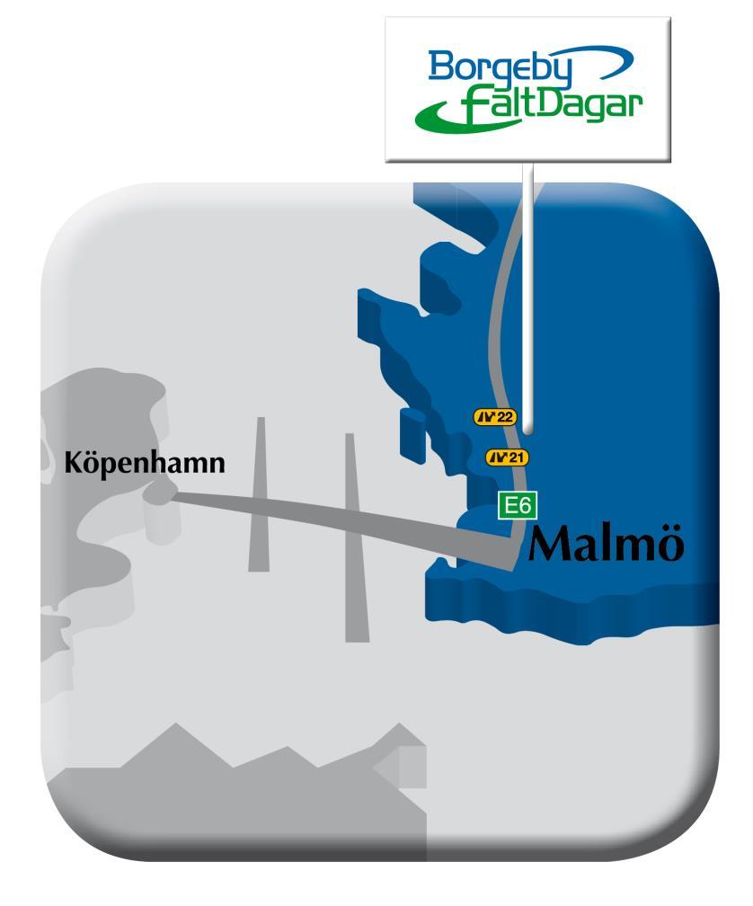 7. Hitta Hitta hit Mässområdet finns vid Borgeby kyrkväg, några mil från Malmö och nära E6:an. Det finns två alternativa vägar att komma till mässan.