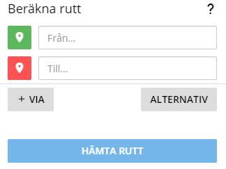 Du kan lägga till flera olika via-rutter som innebär att du till exempel väljer en specifik väg du vill att din rutt ska mäta efter. Denna pin blir då blå (Figur 35).