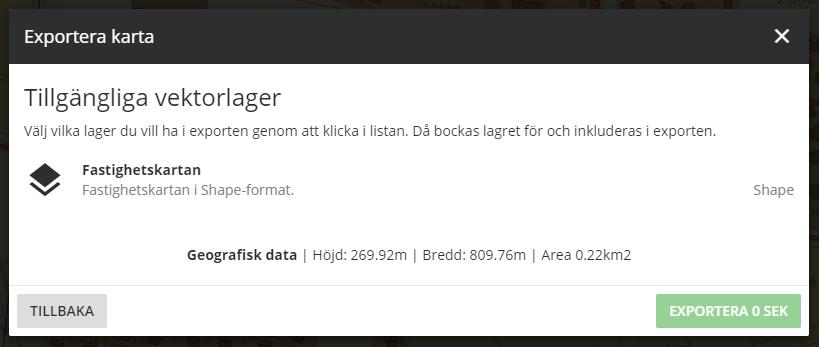 För export av PDF finns det inte lika många anpassningsval som för bildexport. Här kan du välja att lägga till skallinjal samt speciallager.