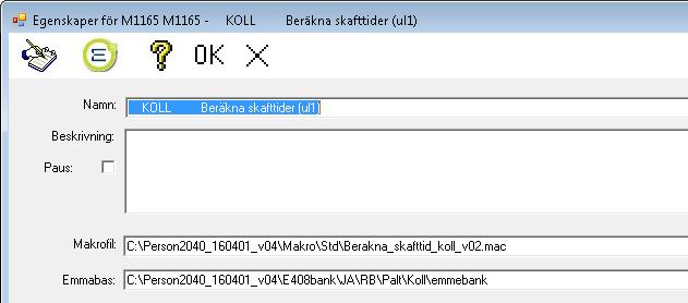 Om man flyttar ett projekt måste även sökvägarna till databaserna för Sampersdatabasen, Effektmodell, och KANmodell ändras. EMACPATH Adresser till projektets makromappar Std och Prj (i mappen Makro).