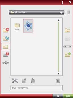 Tryck på OK för att stänga EMBROIDERY ADVISOR -funktionen. FILE MANAGER I File Manager kan du enkelt lägga till, ytta, ta bort och kopiera broderier, teckensnitt och stygn ler.