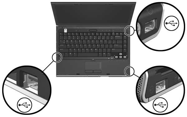 Maskinvaruuppgraderingar och ersättningar Ansluta en USB-enhet En enhet som är ansluten till notebook-datorn via USB kan bara användas när notebook-datorn är i Windows-läge.