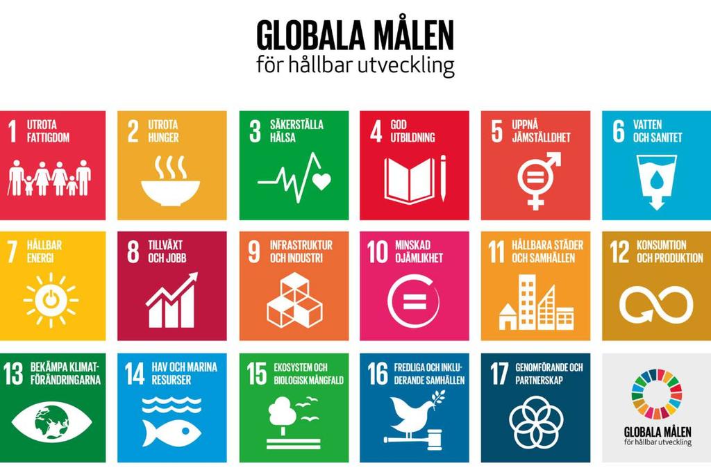 Fokusområden Väsentlighetsanalys I vårt hållbarhetsarbete har vi utgått ifrån FNs 17 globala mål för hållbar utveckling.