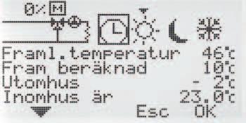 Meny 4 Inställning av tider Natt-temperatur OBS! Visas endast om klockfunktionen är aktiverad. Tider för natt-temperatur kan ställas för varje dag i veckan.