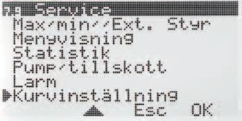 Meny 7 Service I denna meny fi nns följande val. Pilen i vänsterkanten visar vilken meny som är markerad. 7.1 Rotation Inställning av gångriktning medurs eller moturs öppning. 7.2 Manuell test Manuell körning av shuntmotorn 7.