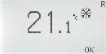 Aktuell dag och tid visas i meny 0 endast om klockfunktionen är aktiverad. Sol = Dag-temperatur aktiv.