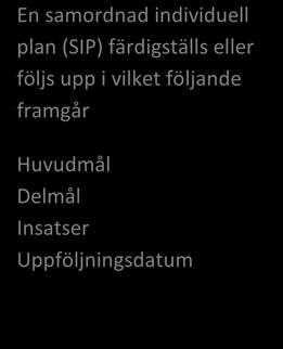 Gult spår Bevaka kallelse till SIP Delta och beskriver sina behov på SIP-möte Delta i SIP-möte och planera för fortsatta insatser Samordningsansvar för SIP-möte, utse dokumentations