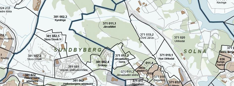 Stadskvaliteter i Järvastaden Basområde Gångavstånd till city, meter Urbana verksamheter, index Gångavstånd till vatten, meter Spår inom 500 meter R12 Socioekonomiskt index Parkyta inom 1 km, kvm