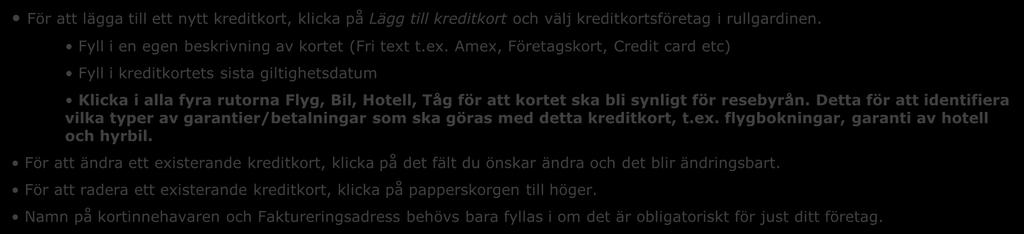 Fyll i en egen beskrivning av kortet (Fri text