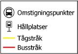 Sammanlagt har 61 lägen identifierats för någon form av bytespunkt efter de aktuella stråken (se karta nedan).