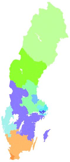 Upptagningsområden 2017 Återvinningen är uppdelad i fem olika kategorier, fraktioner.