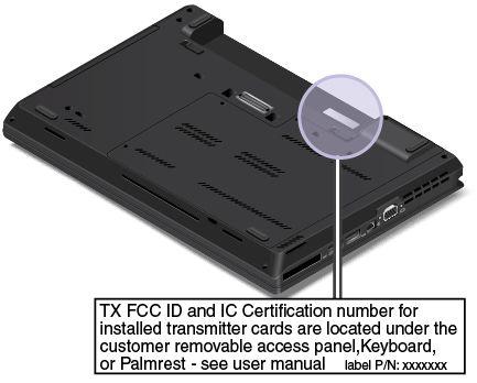 FCC ID- och IC-certifieringsetiketterna sitter på det trådlösa LAN-kortet 1 och det trådlösa WAN-kortet 2 som finns installerade i datorn.