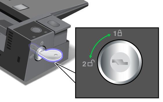 Säkerhetsfunktioner Systemlåsnyckeln har två lägen som visas på bilden.
