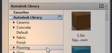 Det får materialen att visas som små bilder. 12.5. Klicka på pilen vid Autodesk Library så den pekar nedåt.