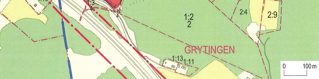 En mindre del av Grytingen 1:12 fortsätter söder om väg 832, men ingår inte i planområdet.