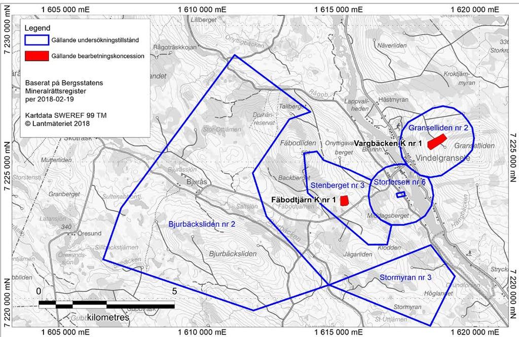 Vindelgransele Övrig prospektering Prospektering och framtida gruvbrytning koncentrerad till Vindelgransele guldlinje