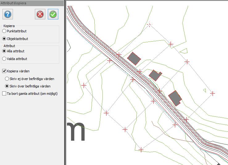 4. Rita gränslinjer över punkterna, se till att gränslinjerna hamnar i lagret Fastighet, 3D, gränslinje och att de har punktkoden GPL.