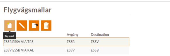 Handbok 2018-03-14 16.0 D-2016-059047 15(19) 5.7 Skapa mallar Du kan skapa profiler för luftfartyg och/eller flygväg, dvs. AROWeb kan spara information om de luftfartyg och flygväg som används ofta.