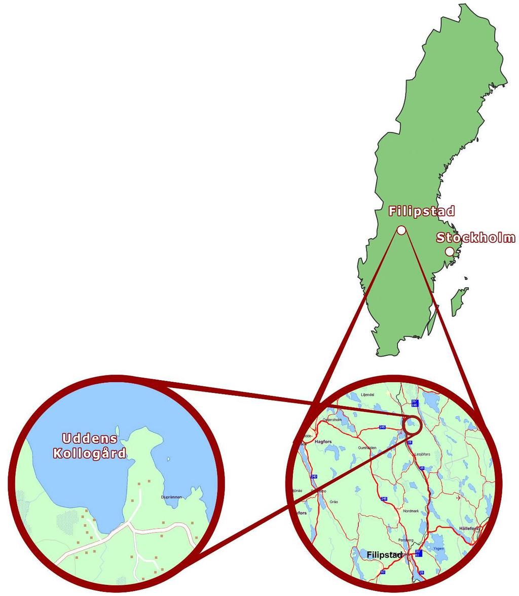 UDDEN WATER CAMP JUNIORS KOLLOGÅRD Området vid kollogården består av en stor sjö med mycket skog och mark samt åar och vattendrag.