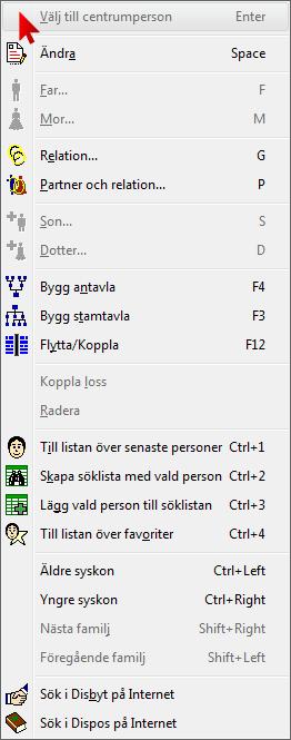 Växla mellan syskon och familjer Växla mellan syskon genom att trycka på Ctrl+pil Växla mellan familjer