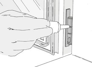 Friktionsbromsen justeras genom att skruven på över- och/eller undersidan av fönstret vrids med en 4 mm insexnyckel (1).